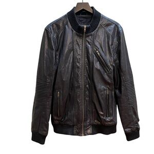 Men's Black Leather moto Jacket